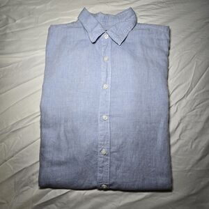 Perry Ellis Light Blue Cotton, Linen Men's Small Button Short Sleeve Shirt